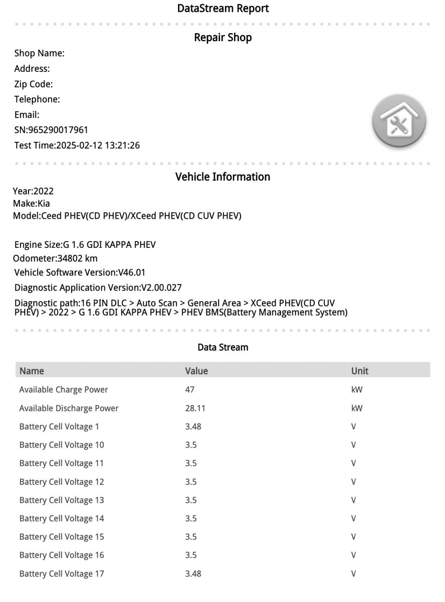 37503CRBS0 High voltage battery (EV, Hybrid) KIA XCEED (CD) (2019-)