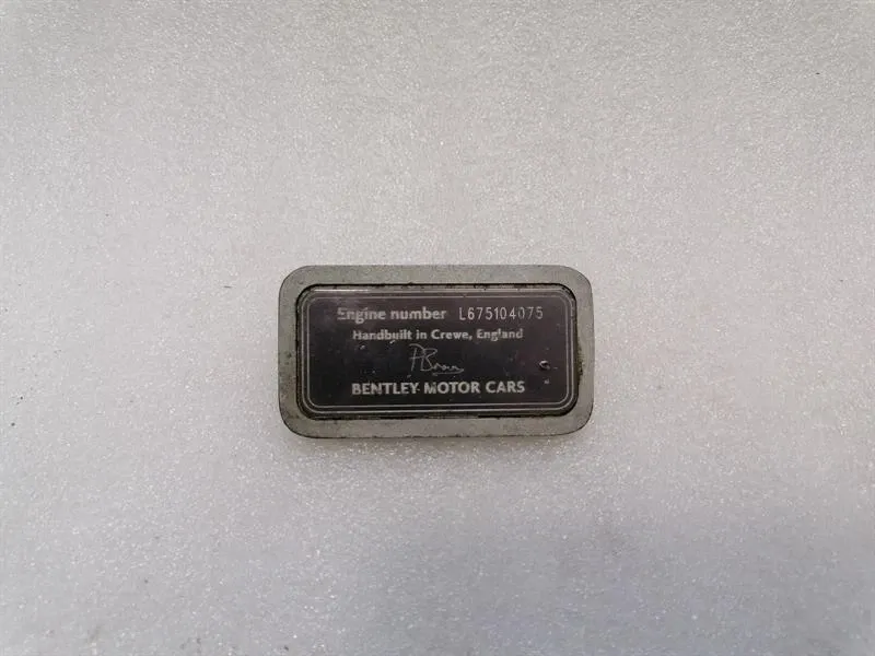 Bentley Arnage T Engine Badge PB100999PO Engine Emblem