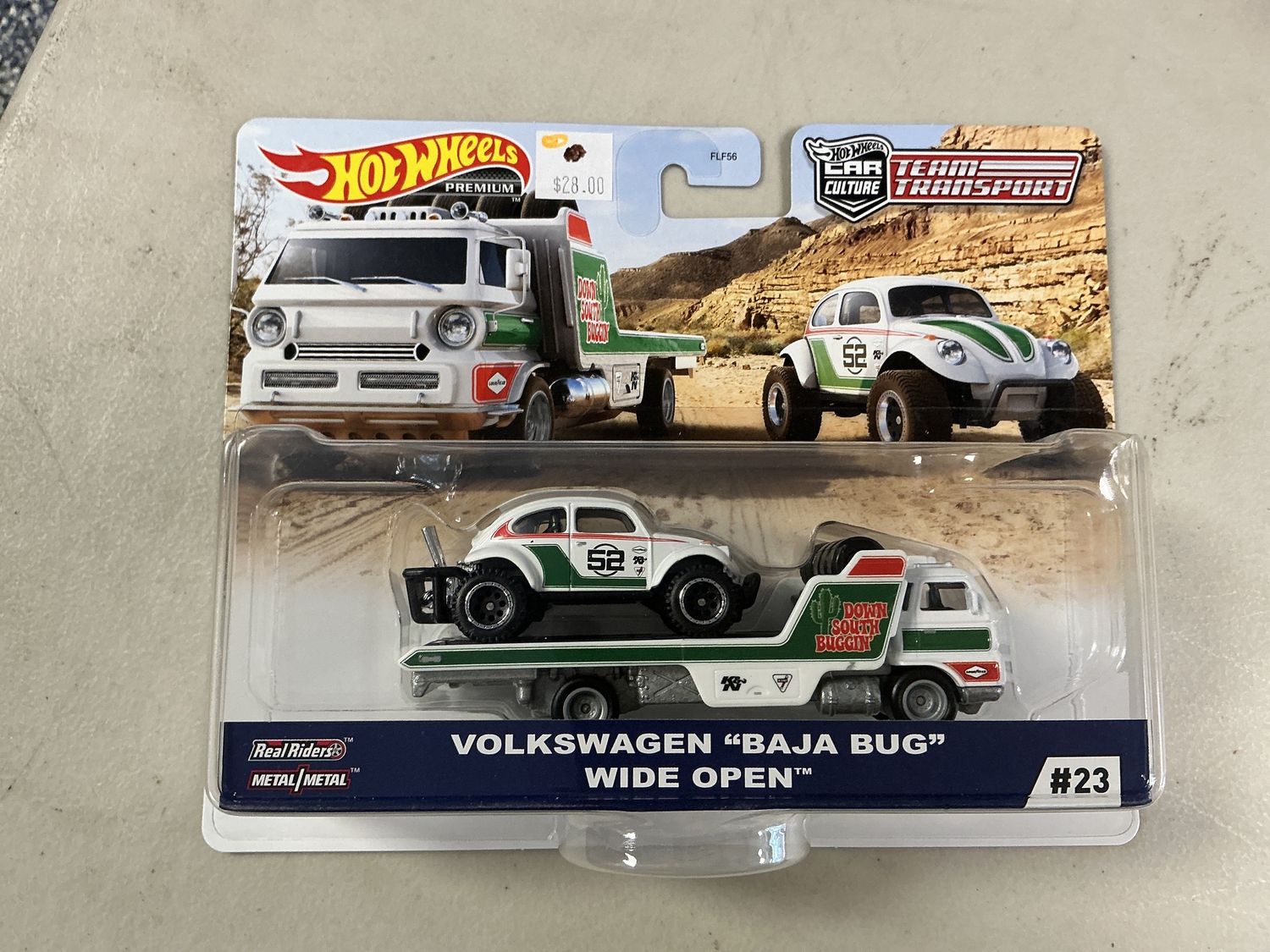 Team transport number 23 Volkswagen Baja bug wide open