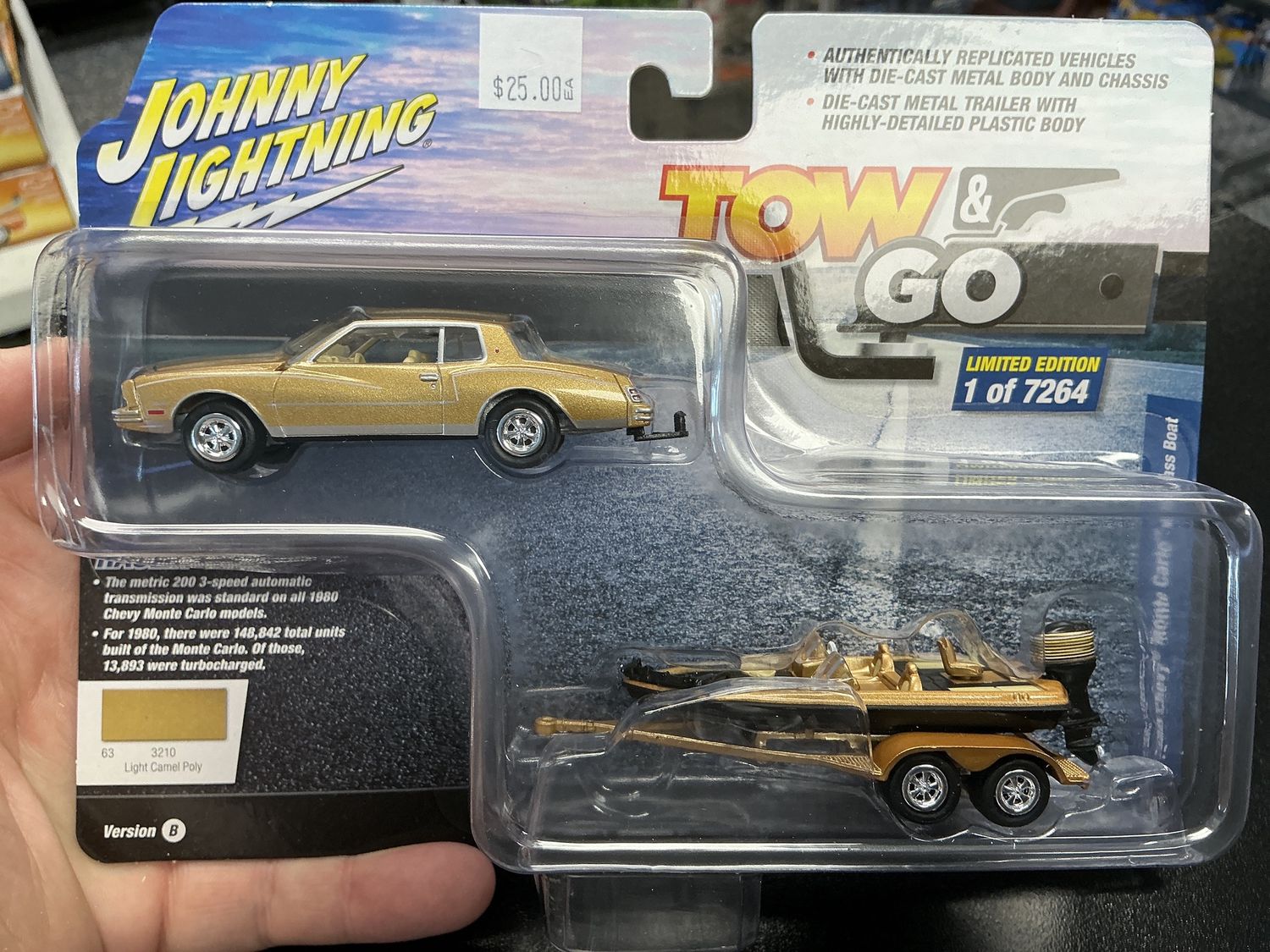 1980 Chevy Monte Carlo w/bass boat gold