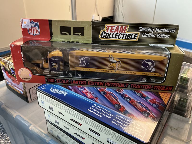 Team collect collectable one and 80 scale limited edition, Peterbilt tractor trailer Minnesota Vikings