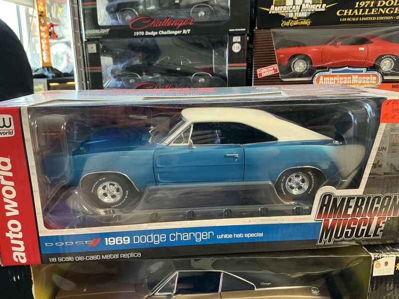 1969 Dodge charger, white hat, special blue