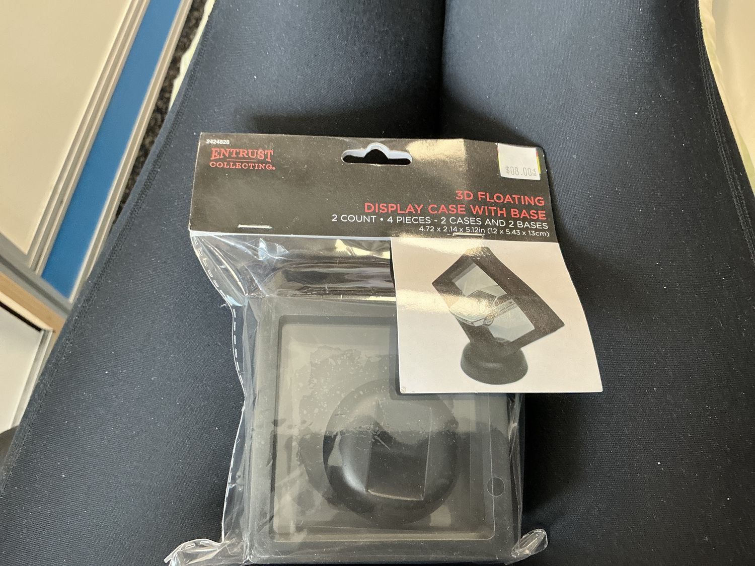 3-D floating display case with base two pack