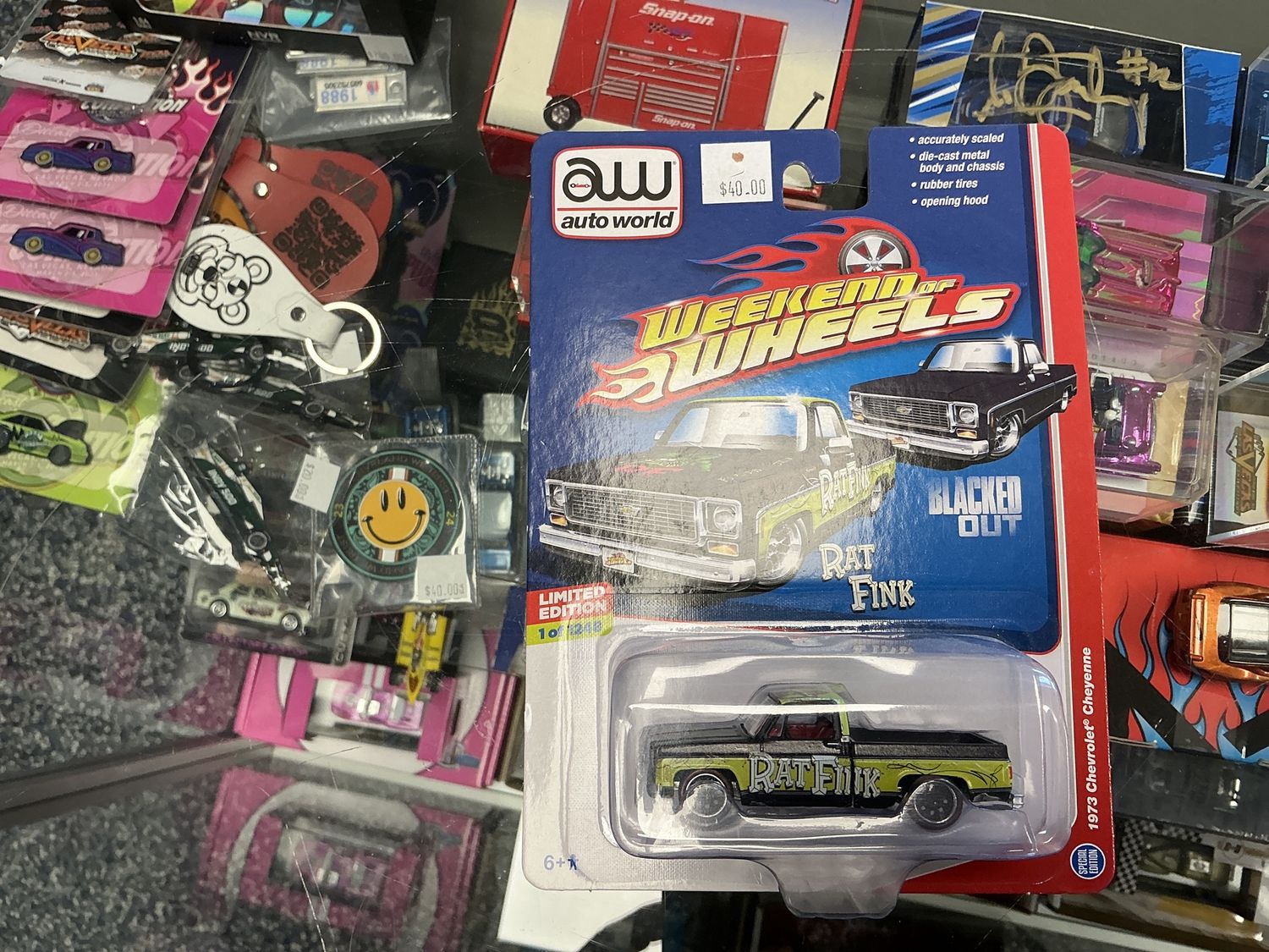 Rat fink 1973 Chevy Cheyenne blacked out with green