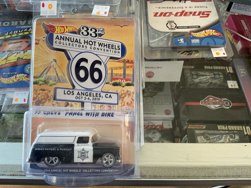 33rd annual hot wheels collectors convention 1955 Chevy panel with bike