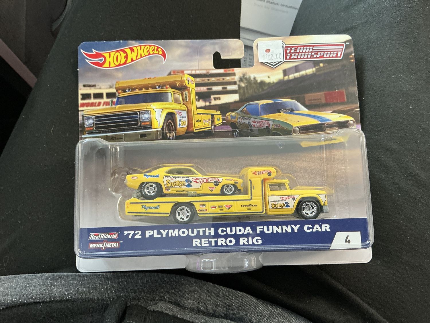 1972 Plymouth Cuda, funny car, retro rig, yellow