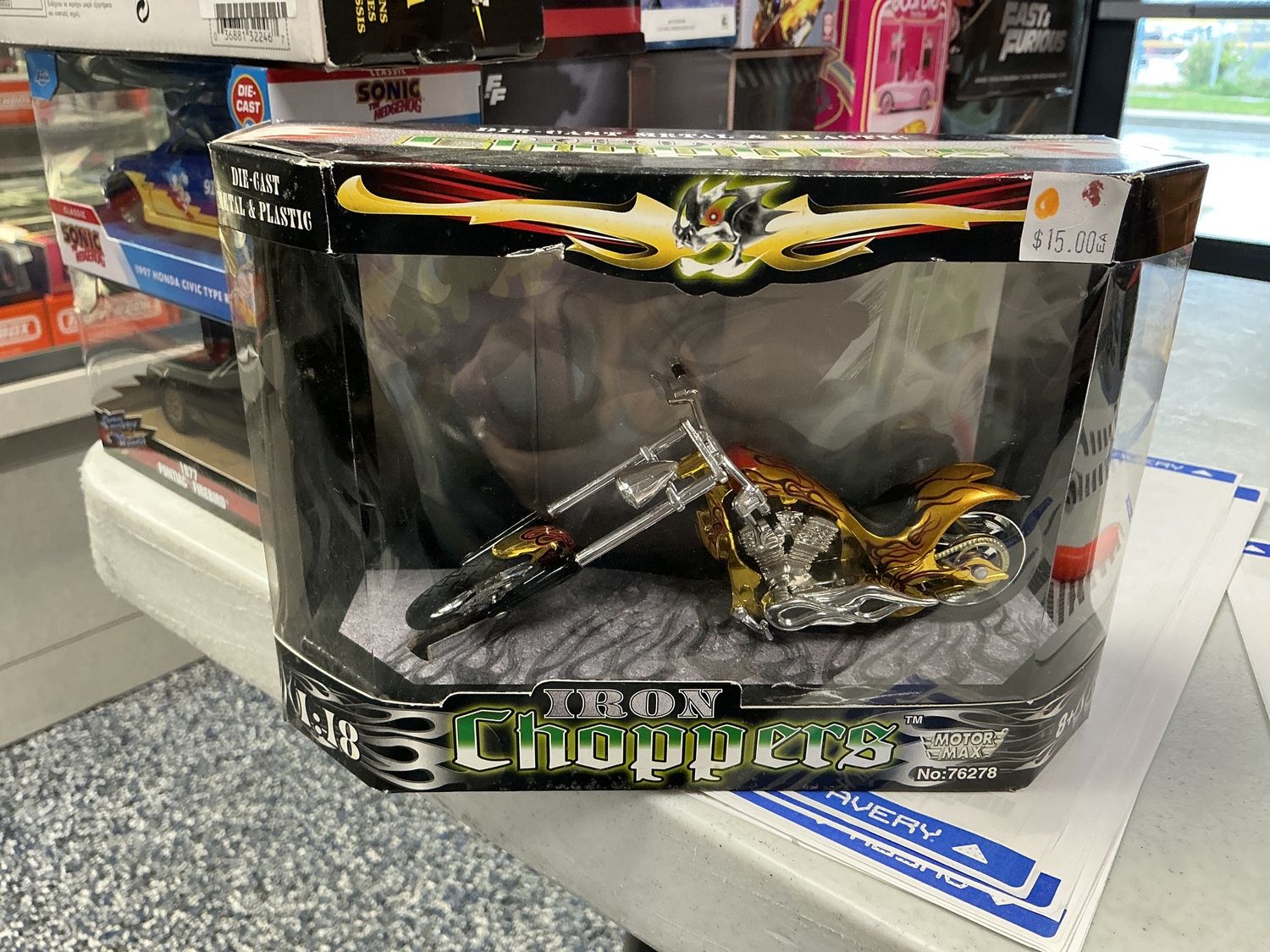 Iron choppers gold with flames