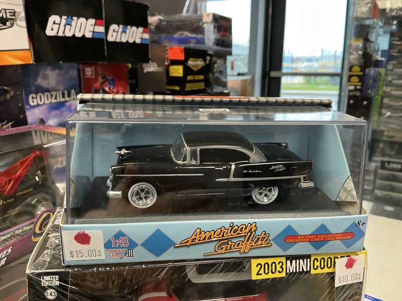 1955 Chevy Bel-Air, black American graffiti