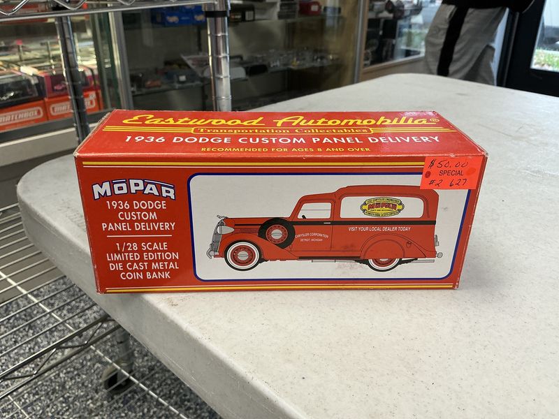 1936 Dodge custom panel delivery, metal coin bank