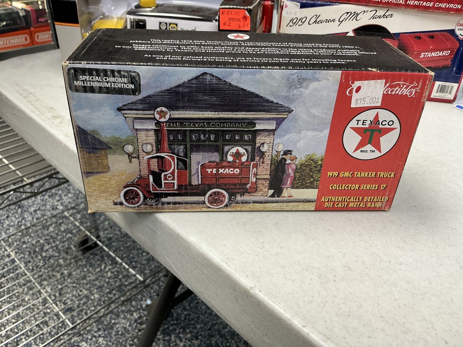 1919 GMC tanker truck diecast metal bank Texaco