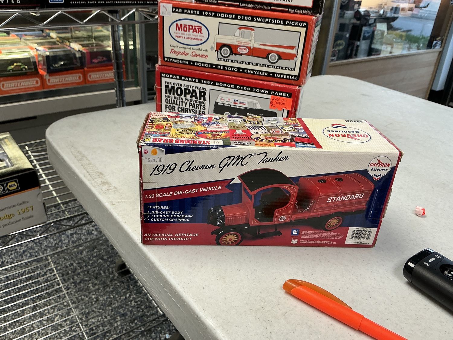 1919 Chevron GMC tanker red