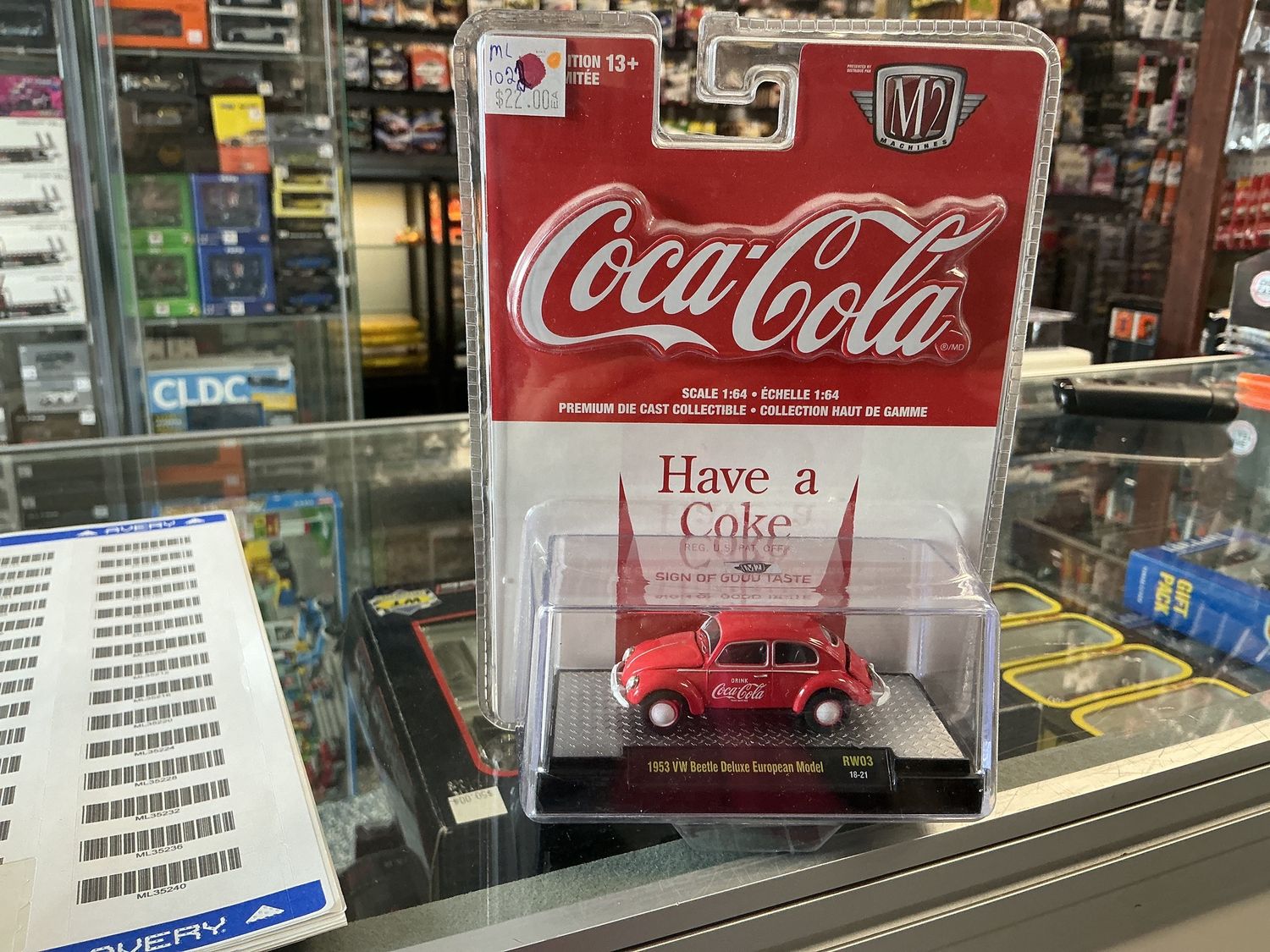 1953 VW beetle deluxe, European model red Coca-Cola