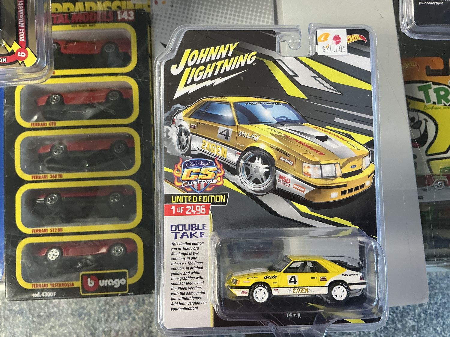 1986 Ford Mustang SVO, yellow double tape
