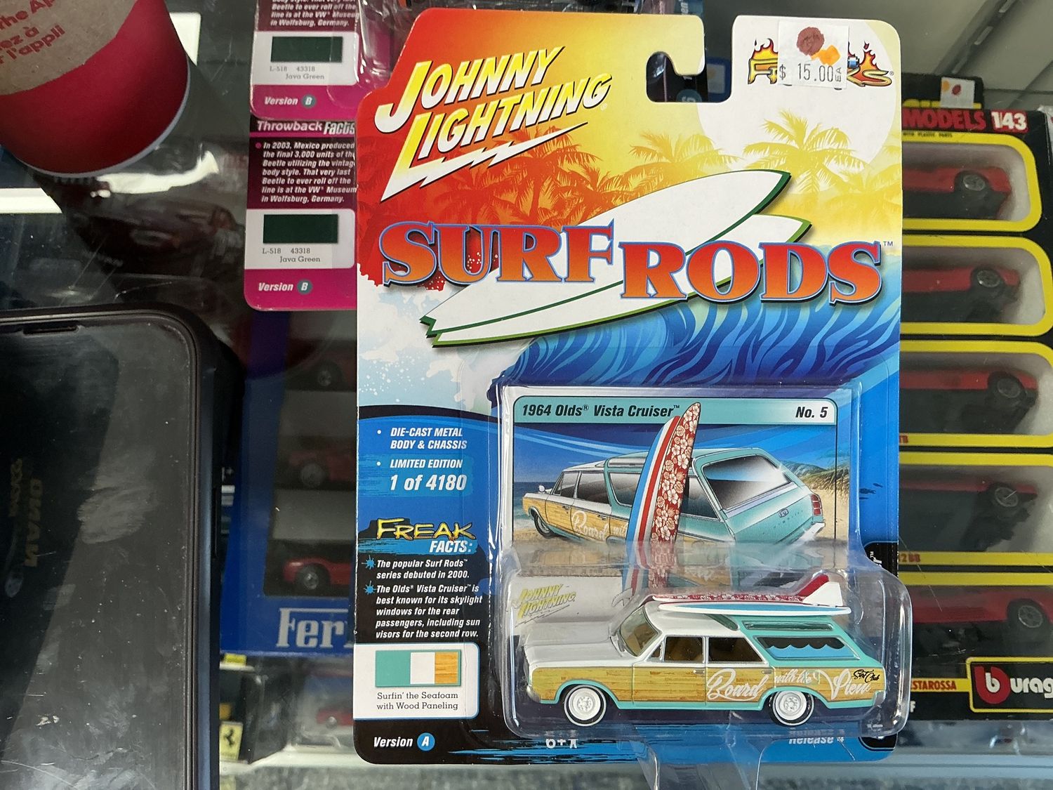 1964 old Vista cruiser surfing in the seafoam with wood panelling