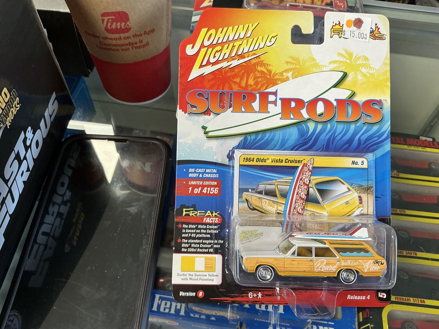 1964 old Vista cruiser surfing, the sunrise yellow with wood panelling