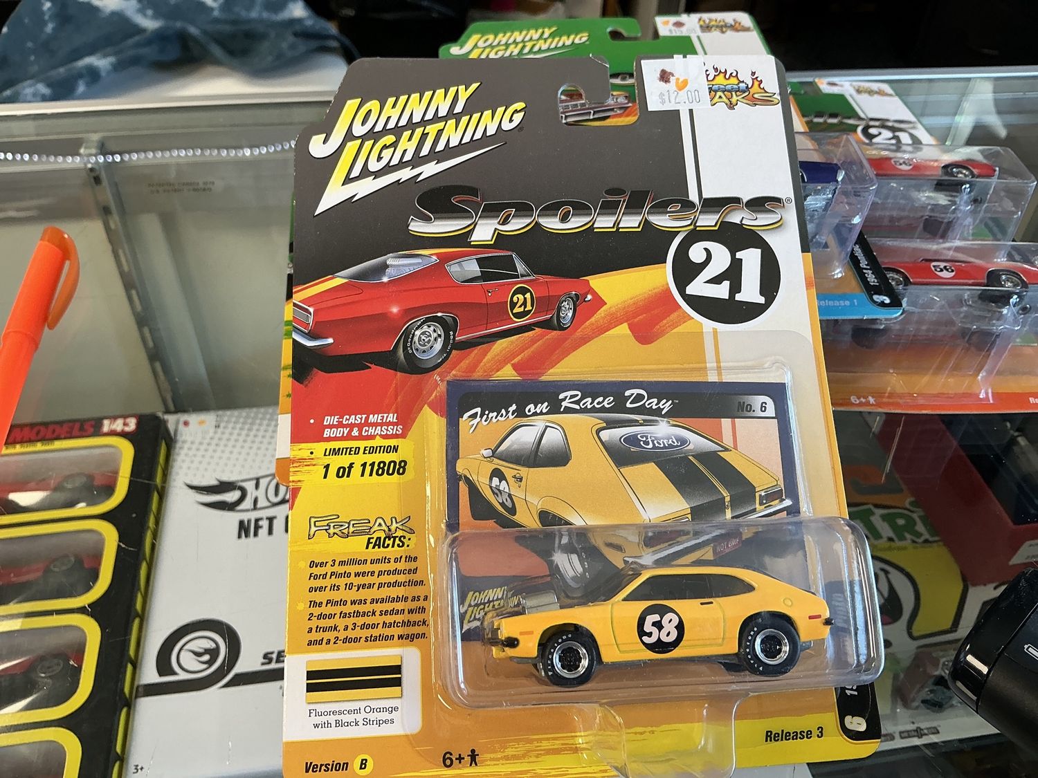 1971 Ford Pinto fluorescent orange with black stripes