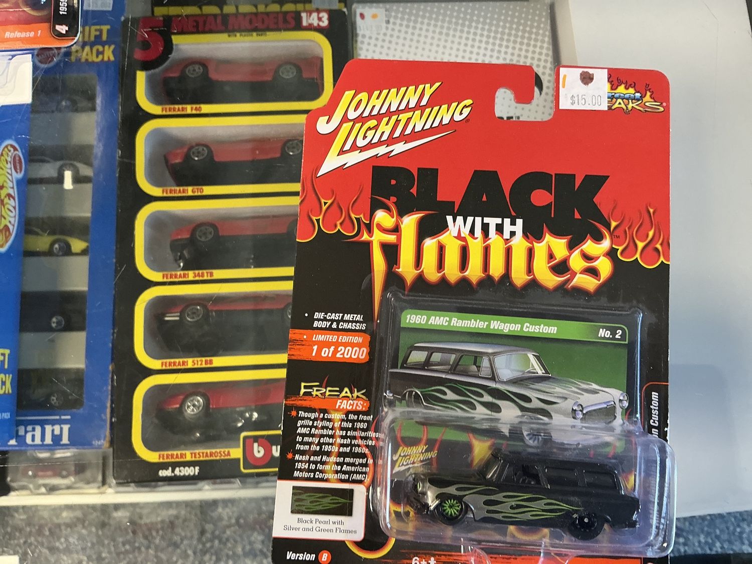 1960 AMC rambler wagon, custom black pearl with silver and green flames