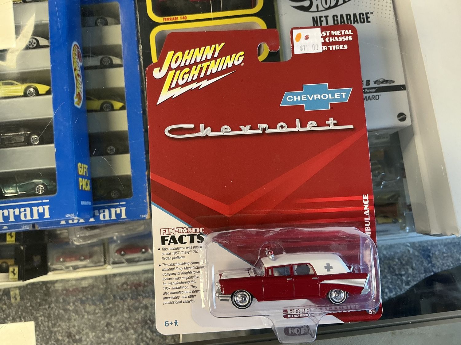 1957 Chevy ambulance, red and white