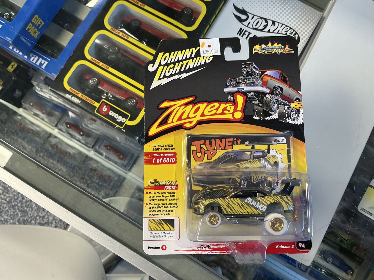 White lightning 2011 Chevy Camaro gunmetal with yellow stripes