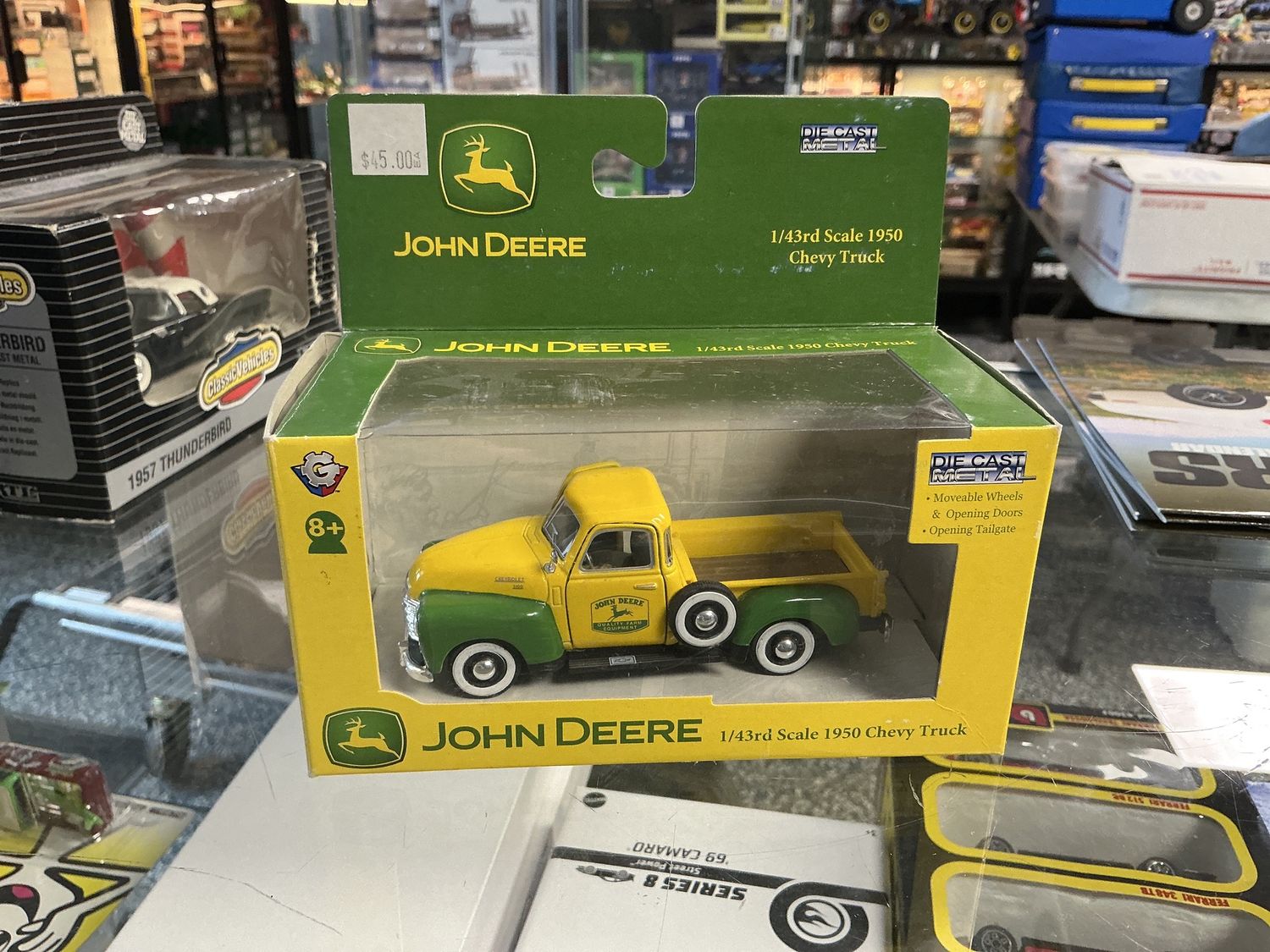 In 1950 Chevy truck, John Deere