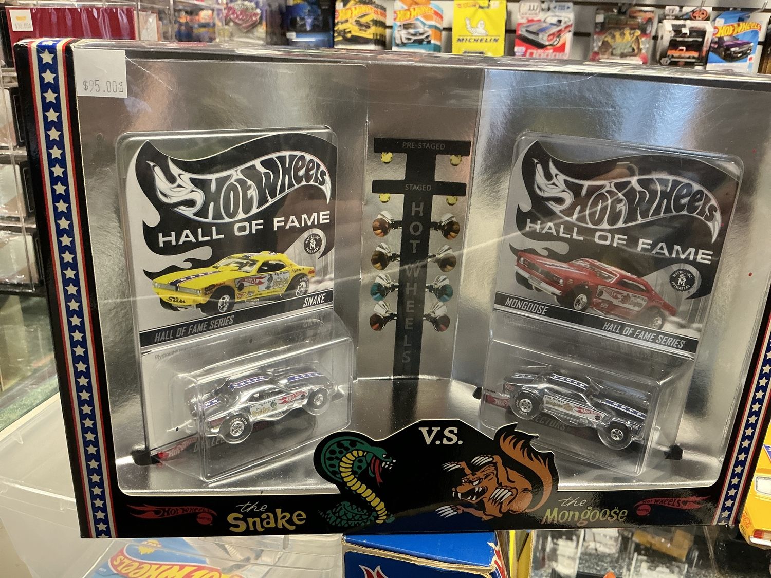 Hall of fame hot wheels snake and mongoose silver set