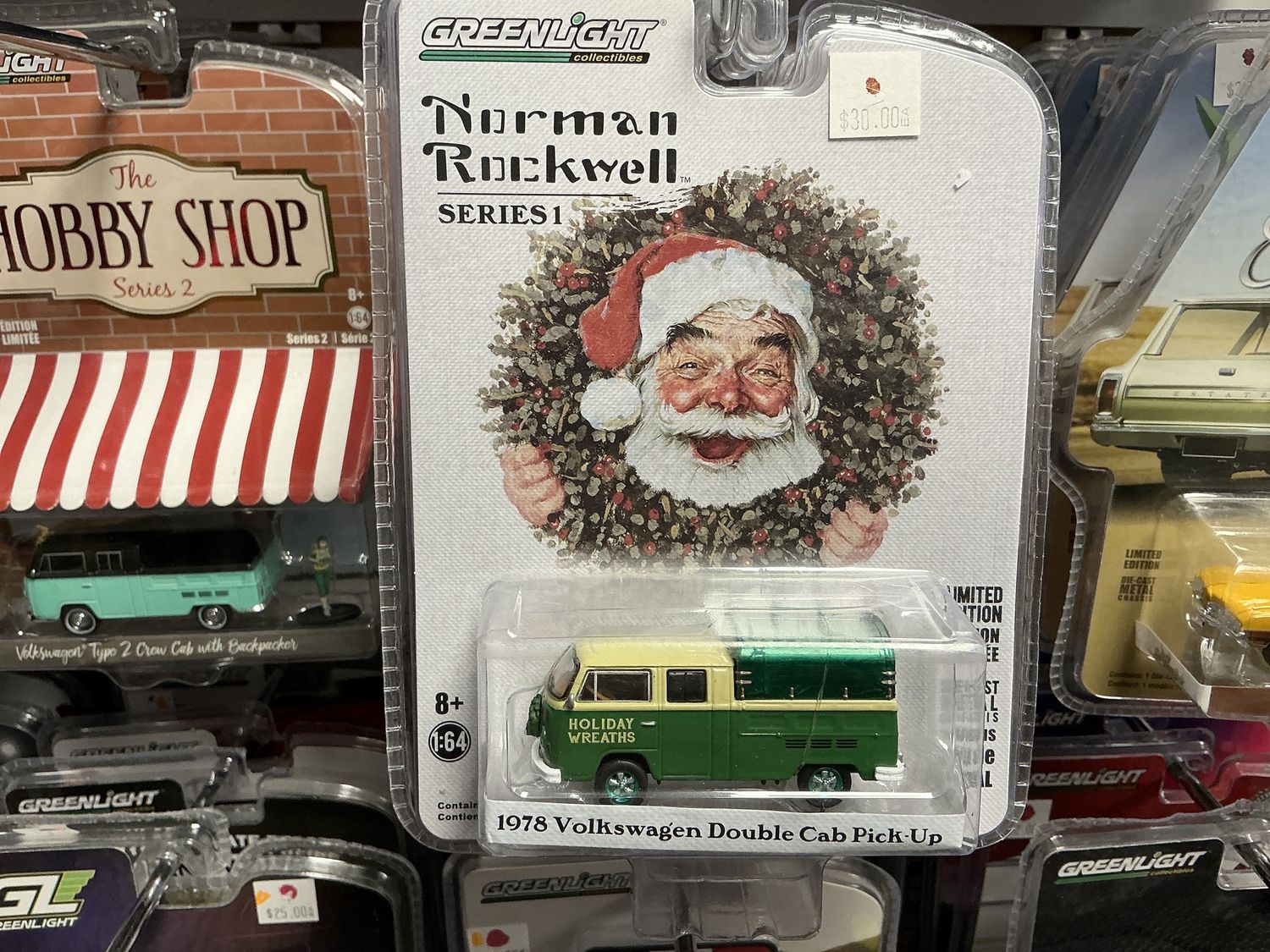 1978 Volkswagen double cab pick up holiday wreaths Norman Rockwell