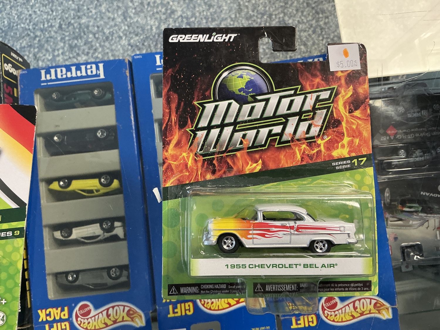 1955 Chevy Bel-Air white with flames