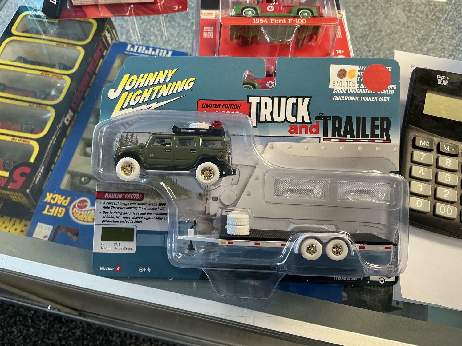 Truck and trailer 2004 Hummer H2 with open car trailer white lightning