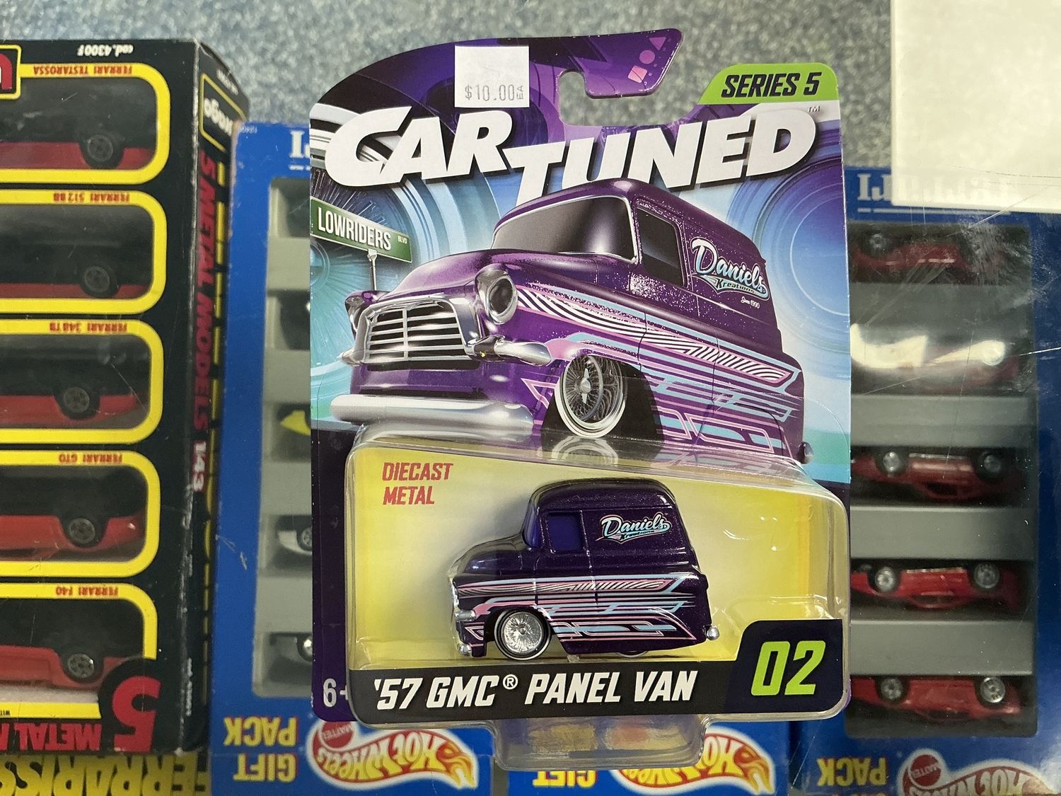 1957 GMC panel van, cartoon purple