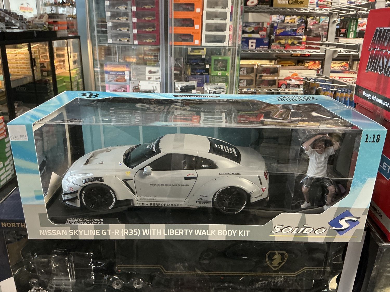 Nissan skyline GTR R 35 with liberty walk body kit gray