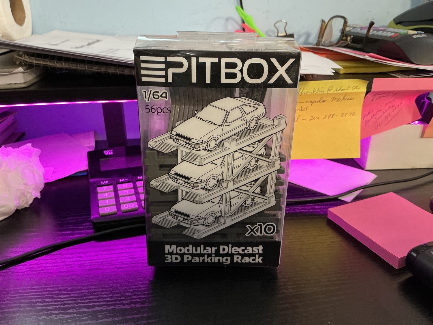 Pit box module diecast 3-D parking rack times 10