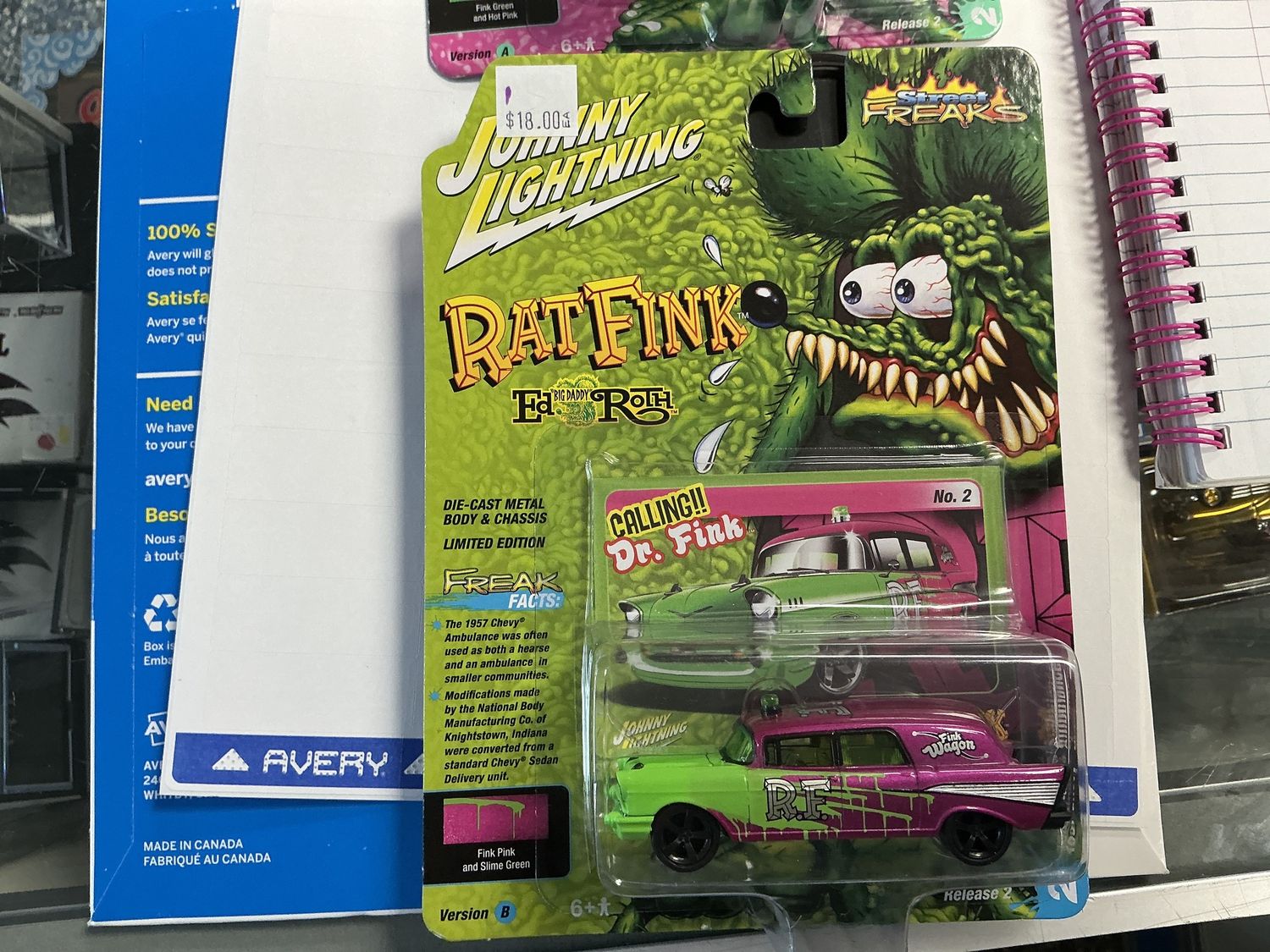 1957 Chevy ambulance Rattfink, green and pink