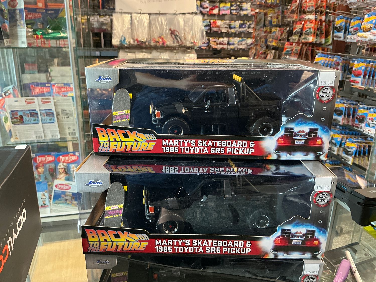 Marty skateboard in 1985 Toyota SR5 pick up black  back to the future