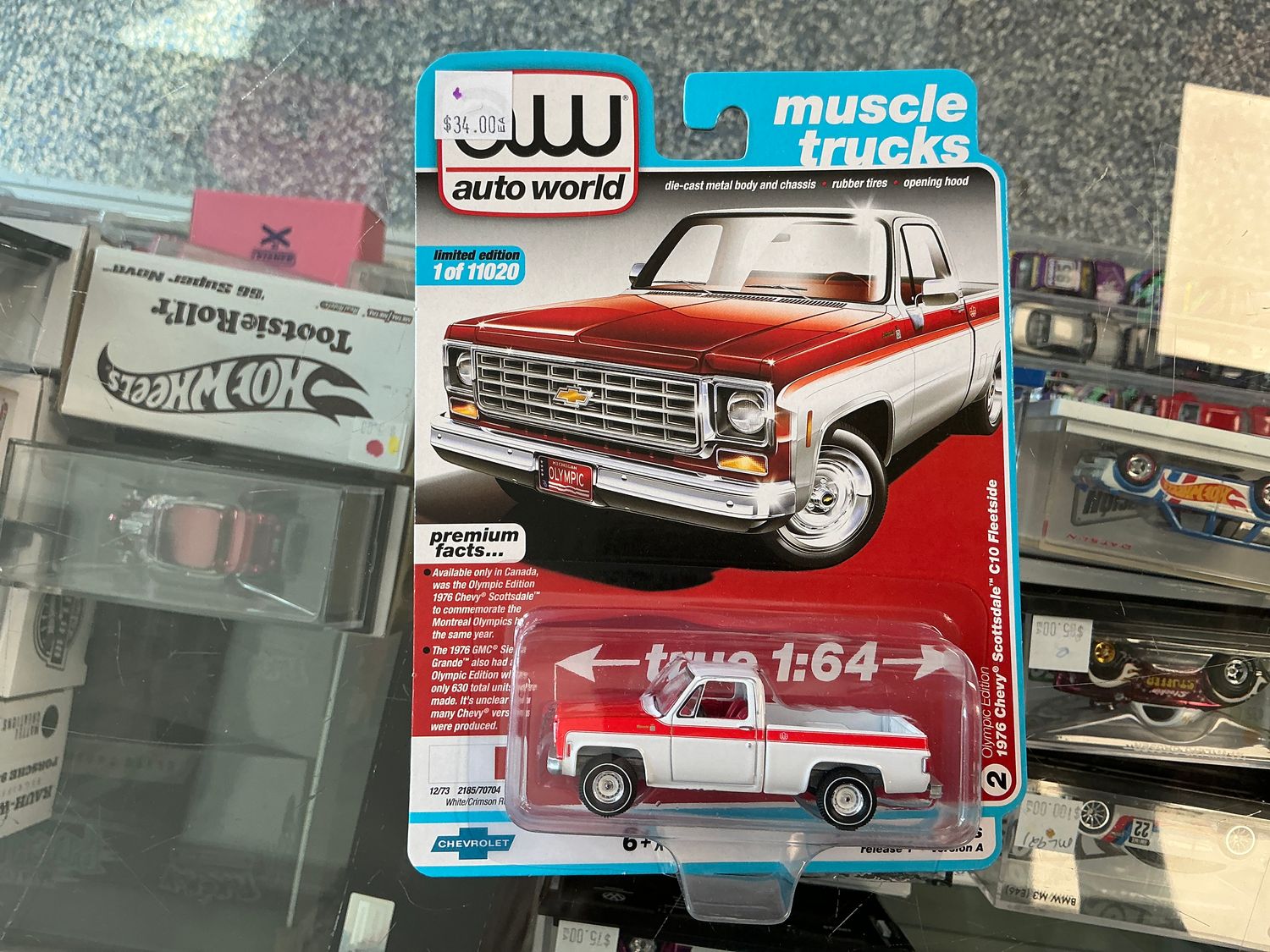 1976 Chevy Scottsdale, C 10 fleet side, red and white