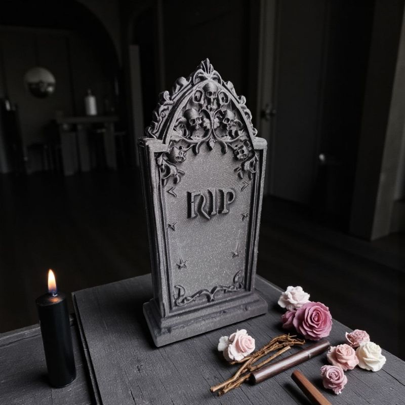 Halloween Grabstein Deko 3D Druck – Spooky Tombstone Figur – Gruselige Deko für Halloween Party, Kürbis, Schädel, Friedhof