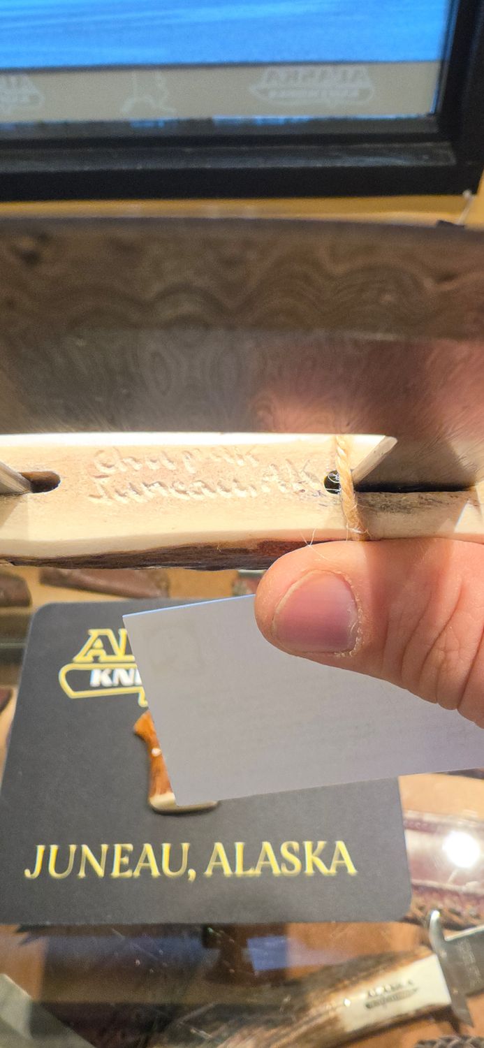 IJ Damascus Antler Ulu