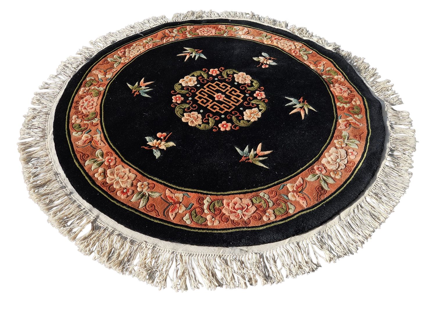 Prachtig handgeknoopt rond wollen tapijt