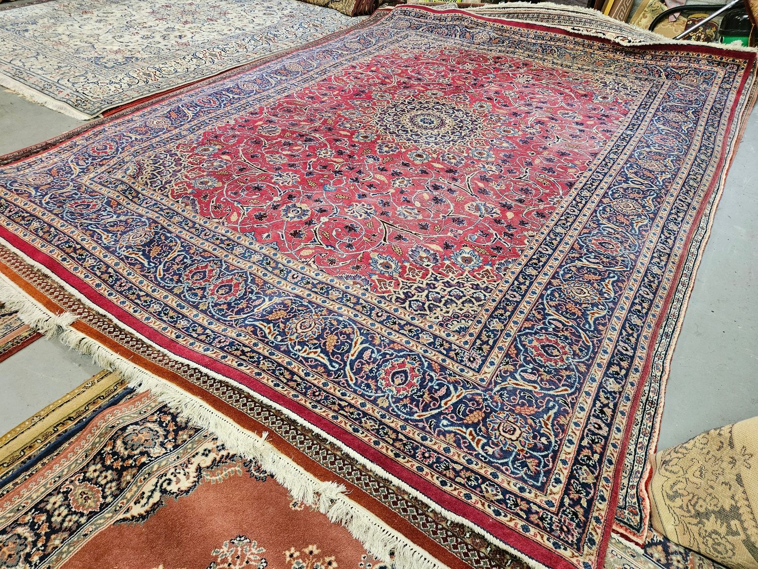 Prachtig groot handheknoopt KASHAN tapijt