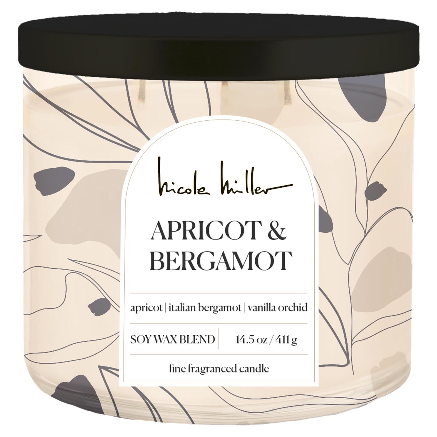 Nicole Miller Apricot Bergamot Candle 14.5oz