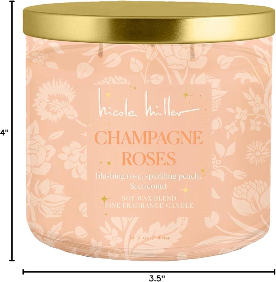 Nicole Miller Champgne Roses Candle 14.5oz