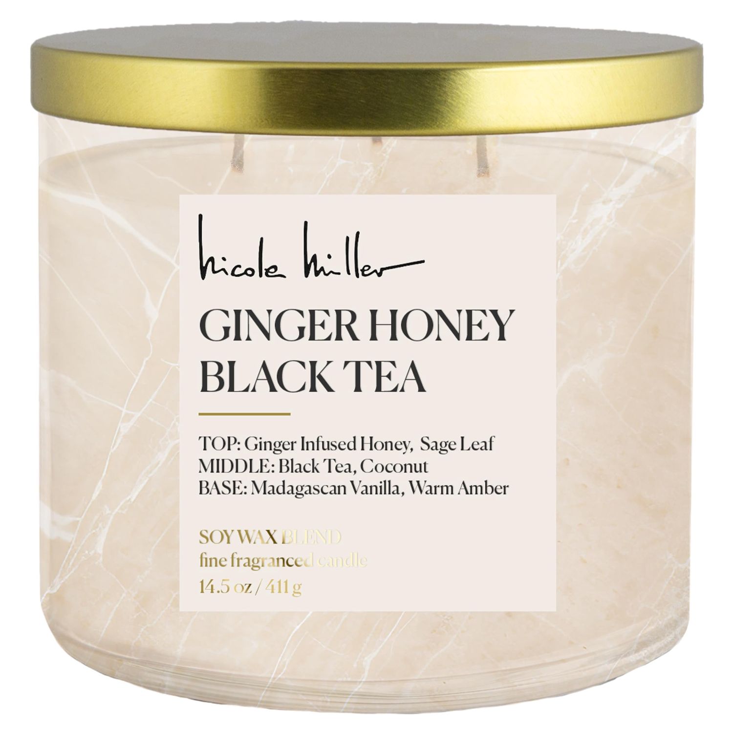 Nicole Miller Ginger Honey Black Tea Candle 14.5oz