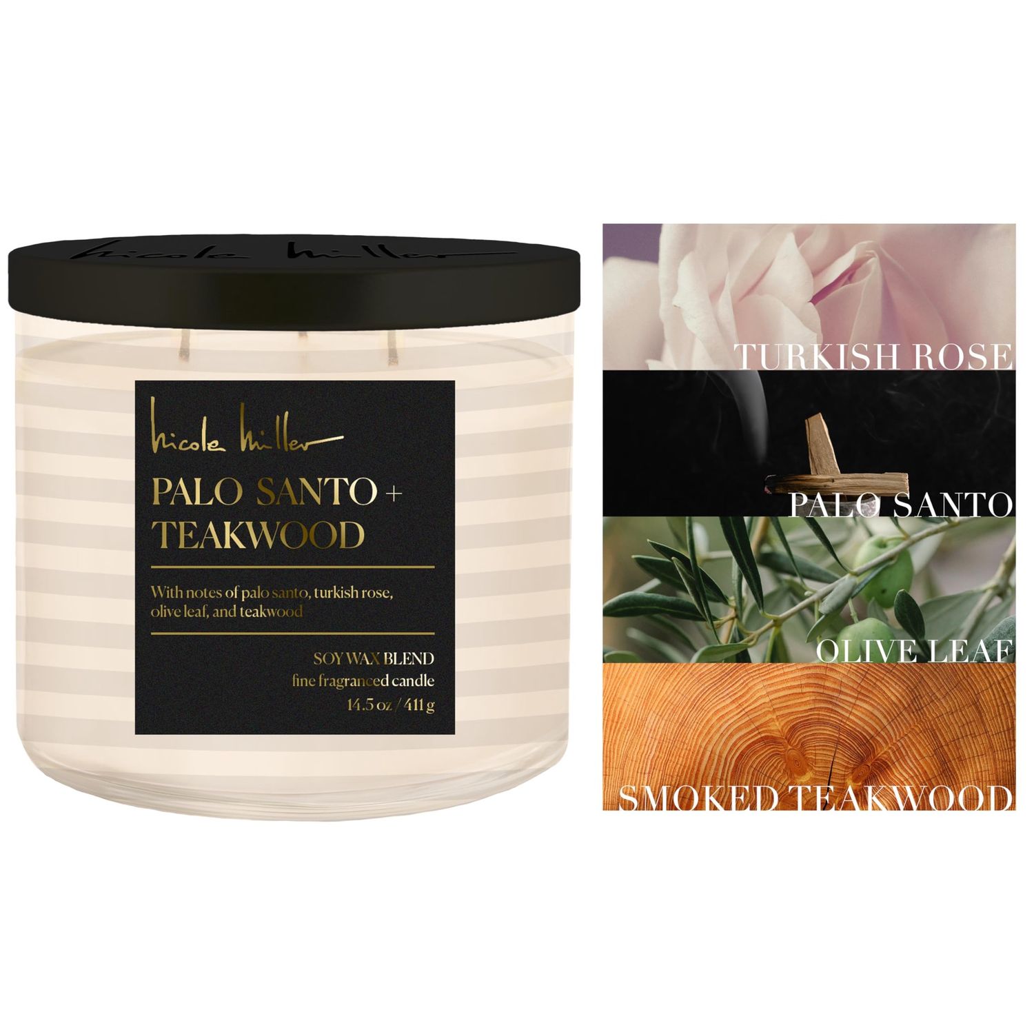 Nicole Miller Palo Santo &amp; Teakwood Candle 14.5oz