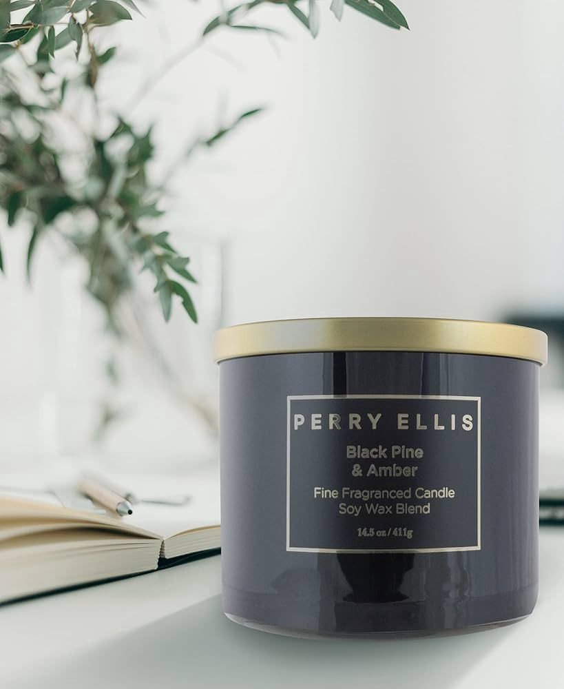 Perry Ellis Black Pine &amp; Amber Candle 14.5oz