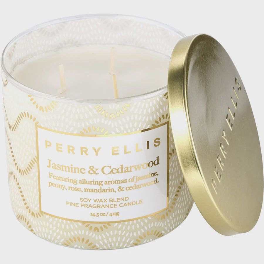 Perry Ellis Jasmine &amp; Cedarwwod Candle 14.5oz