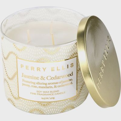 Perry Ellis Jasmine &amp; Cedarwwod Candle 14.5oz