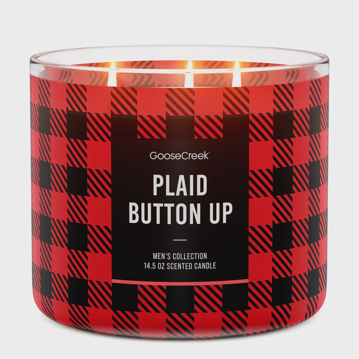 3 Wick Candle Plaid Button Up