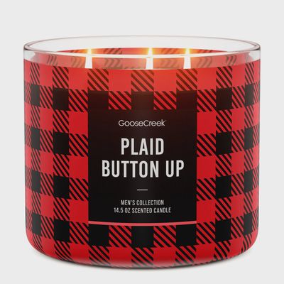 3 Wick Candle Plaid Button Up