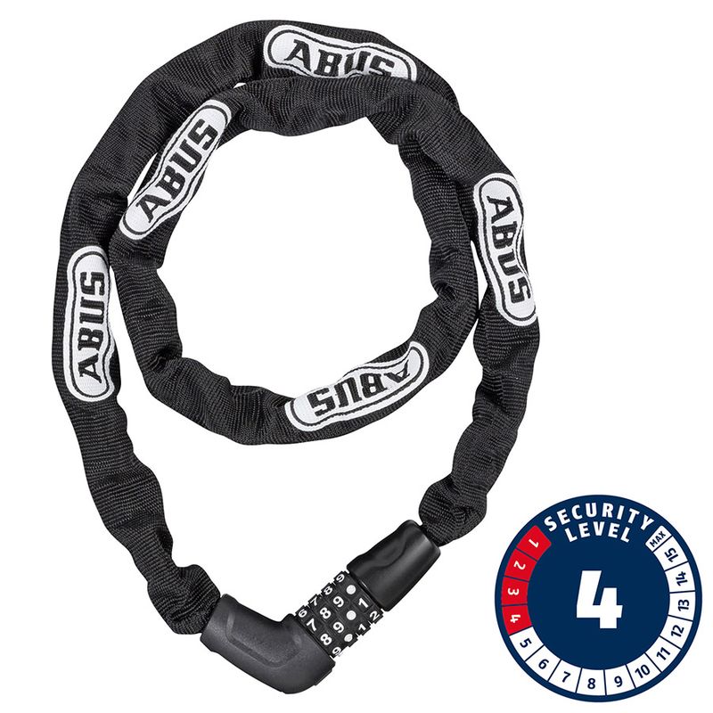 Abus, Steel-O-Chain 5805C Chain with combination lock, 5mm x 110cm (5mm x 3.6&#39;), Black