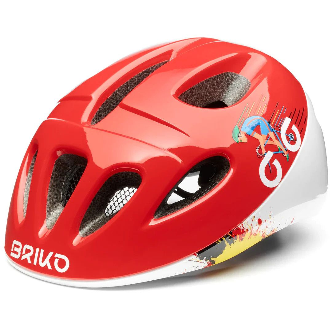 Briko Fury Jr. Kids Bike Helmet, Color: Shiny Red/White, Size: XS (46-48cm)