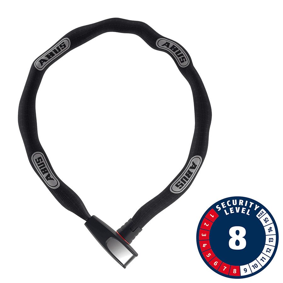 Abus, 8807K Steel-O-Chain, Chain Lock, Key, 7mm, 110cm, 3.6&#39;, Black